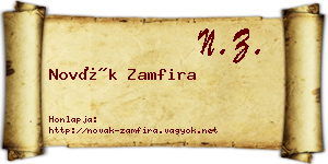 Novák Zamfira névjegykártya
